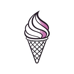 Modern Ice Cream Logo Design – Minimalist Vector Badge for Dessert Shops & Cafés Ice cream logo clipart set. Colorful cone ice cream icon clip art in pictogram style vector illustration color pastel 