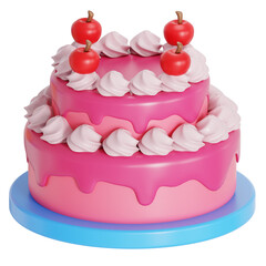 Birthday cake 3D illustration