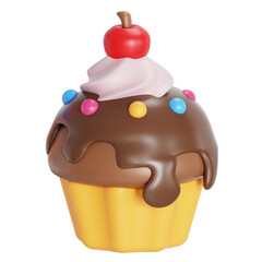 Birthday cupcakes 3D illustration