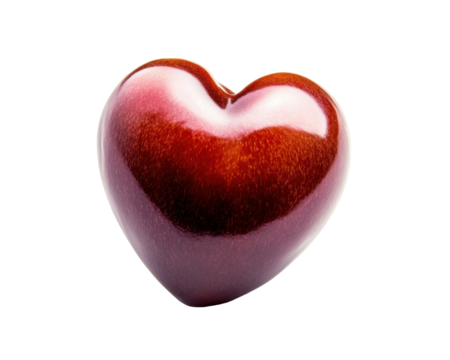Glossy Red Heart-Shaped Chocolate Confection on a Transparent Background Perfect for Romantic Celebrations