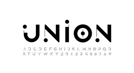 Font alphabet, thick letters from A to Z and numbers from 0 to 9, made thick line and circle dot vector illustration 10EPS.