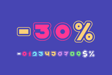 Bright numbers, multi colored numerals, vector illustration 10EPS