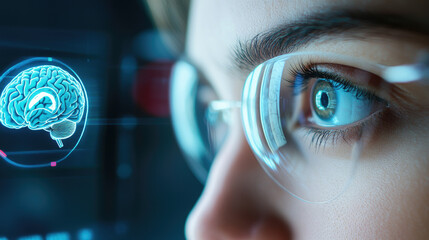 Innovative brain-computer interface research laboratory environment digital visualization close-up perspective neuroscience concepts for enhanced human interaction