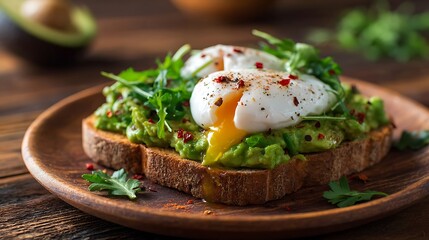 Poached Egg on Avocado Toast with Fresh Herbs