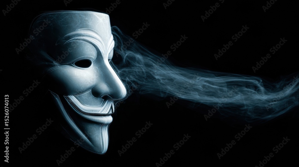Leinwandbilder Icon Representing Anonymous Web Browsing Set Against a Dark Background With Visual Elements Suggesting a VPN Trail and an Unoccupied Area