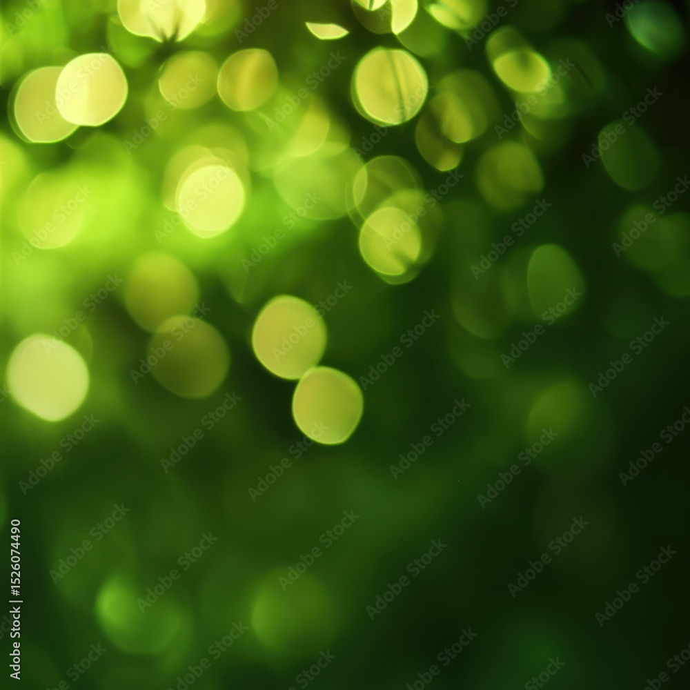 Poster a blurred, green, bokeh background with a mix of circular and oval shapes, creating a soft, ethereal