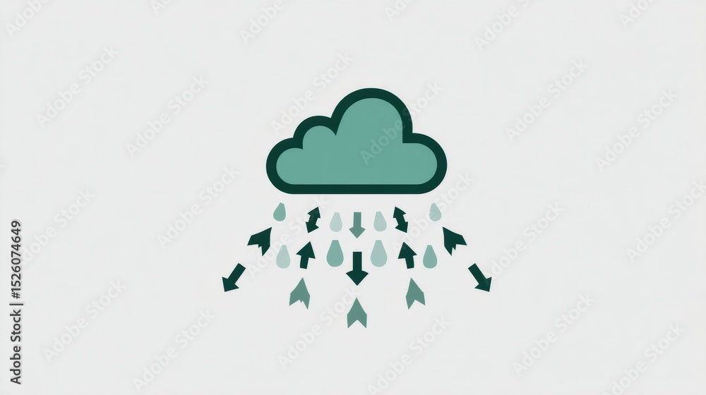 Aufkleber Data Theft From Cloud Storage Represented With Arrows and Minimal Design Elements Illustrating Security Threats