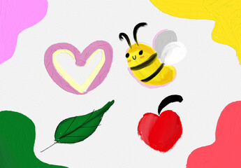 bee and flower. Cartoon fun