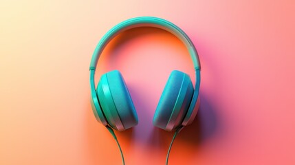 Teal Headphones on Gradient Background