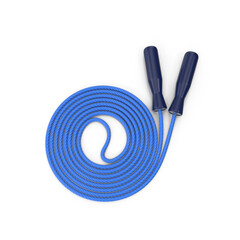Coiled Blue Jump Rope Isolated on Transparent Background
