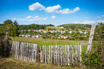 Village of Ritzing Burgenland with afternoon clouds in the sky