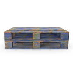 Old Blue Wooden Pallet Isolated on Transparent Background