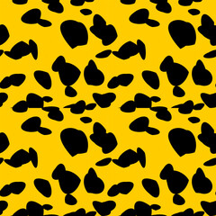 Seamless Yellow and Black Abstract Animal Print Pattern