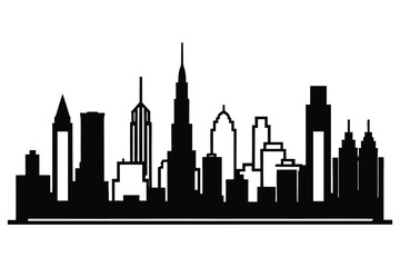 City Skyline Silhouette Vector Illustration of Urban Landscape