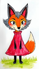 A Whimsical Fox Character Illustration with Cartoonish Charm