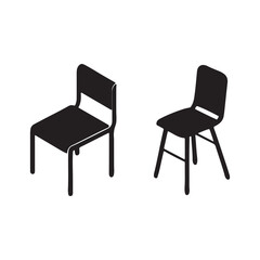 Chair Silhouette Icon – Minimal Black Furniture Vector Illustration

