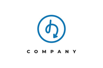 letter h arrow line inside circle minimal logo