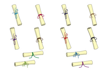 Unique Pastel Scroll Illustrations with Ribbons