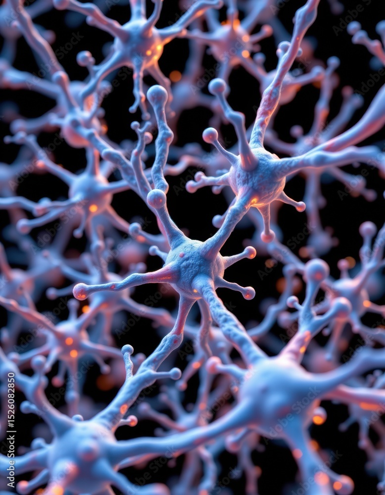 Poster exploring neural networks and synaptic connections scientific research lab high-resolution image abs