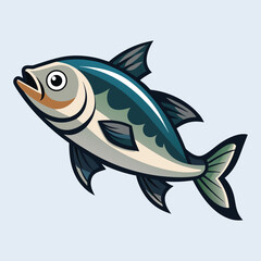 Obraz premium Cartoon vector illustration of a marine animal fish underwater in the ocean