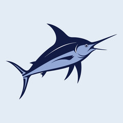 Naklejka premium Vector illustration of a great white shark swimming in the blue ocean
