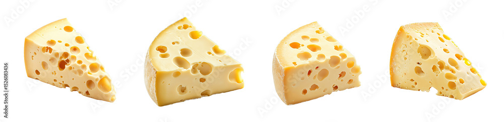 Poster set of slices of swiss cheese isolated on transparent background
