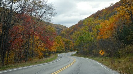 road trip on a picturesque highway through hills and valleys.