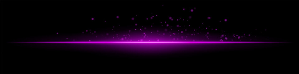 Pink flare burst. Single glowing horizontal beam with scattered particles and flare on dark background. Perfect for energy, tech, fire, sci-fi motion effects.