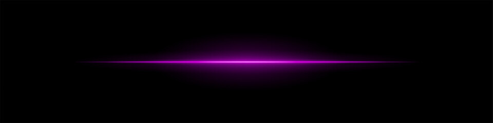Obraz premium Purple light line. Single sharp glowing beam with soft radial fade on dark background. Ideal for tech, sci-fi, speed, futuristic visual effects.