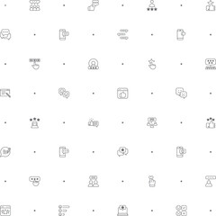 Seamless pattern with Review And feedback icon on white background. Included the icons as customer, rating, star rating, chat, testimonials, survey, support, communication, sign And Other Elements.