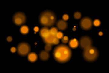 Orange glowing bokeh. Warm blurred circles scattered on dark background, creating festive or fiery atmosphere. Perfect for abstract, energy, or celebration designs.