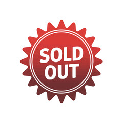 Red sold out starburst badge design element