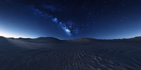 Milky Way Galaxy Over Desert Landscape Night Sky Panorama