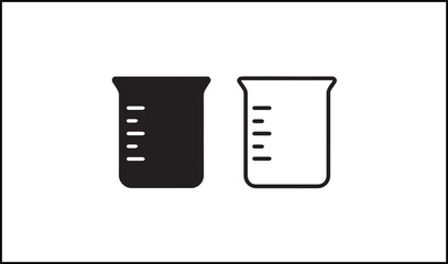 Beaker vector in solid and outline version together