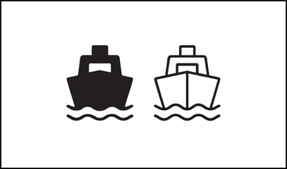 Fototapeta premium Boat vector in solid black and outline watercraft design