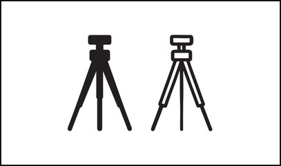 Camera tripod vector in solid and outline photography style