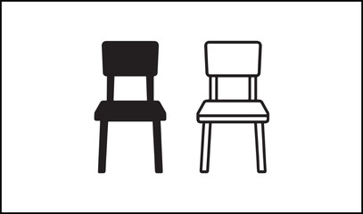 Fototapeta premium Chair vector in solid black and outline furniture icon