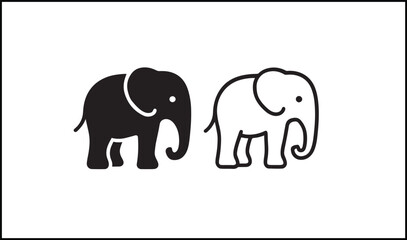 Obraz premium Elephant vector in solid and outline animal icon format