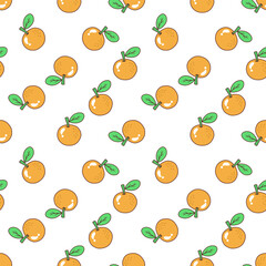 Cute Orange Seamless Pattern on White Background