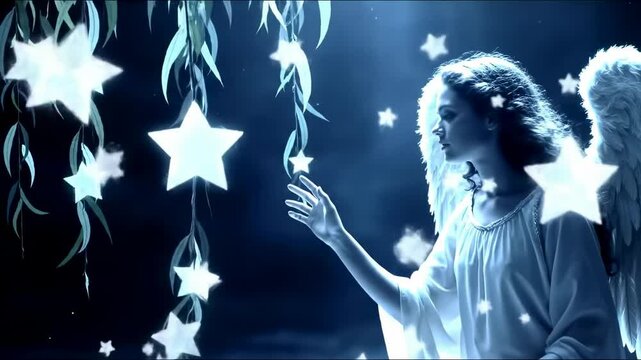 Angel reaching for stars background image