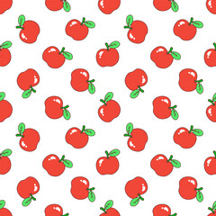 Cute Apple Seamless Pattern on White Background