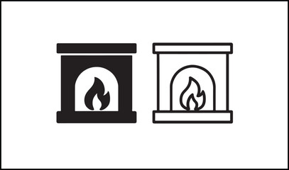 Fireplace vector in bold black and outline cozy design