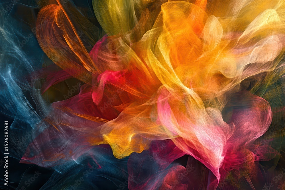 Poster colorful explosion of vibrant pigments creating an artistic display of swirling hues and textures in