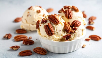 Creative of Butter Pecan Ice Cream. Rich buttery flavor with roasted pecan nuts mixed into a creamy base.