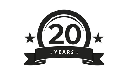 20 years anniversary badge retro style emblem