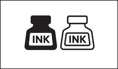 Ink bottle vector outline and silhouette design