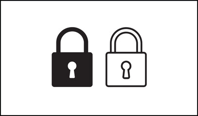 Lock vector outline and silhouette design