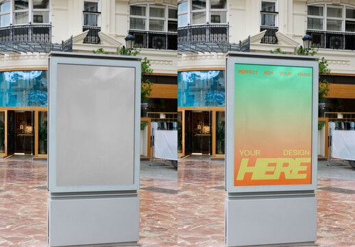 Urban Advertising Panel Mockup in Valencia City Center