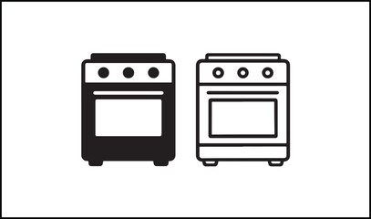 Oven vector outline and silhouette design