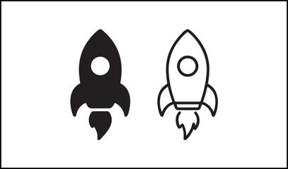 Rocket vector outline and silhouette design